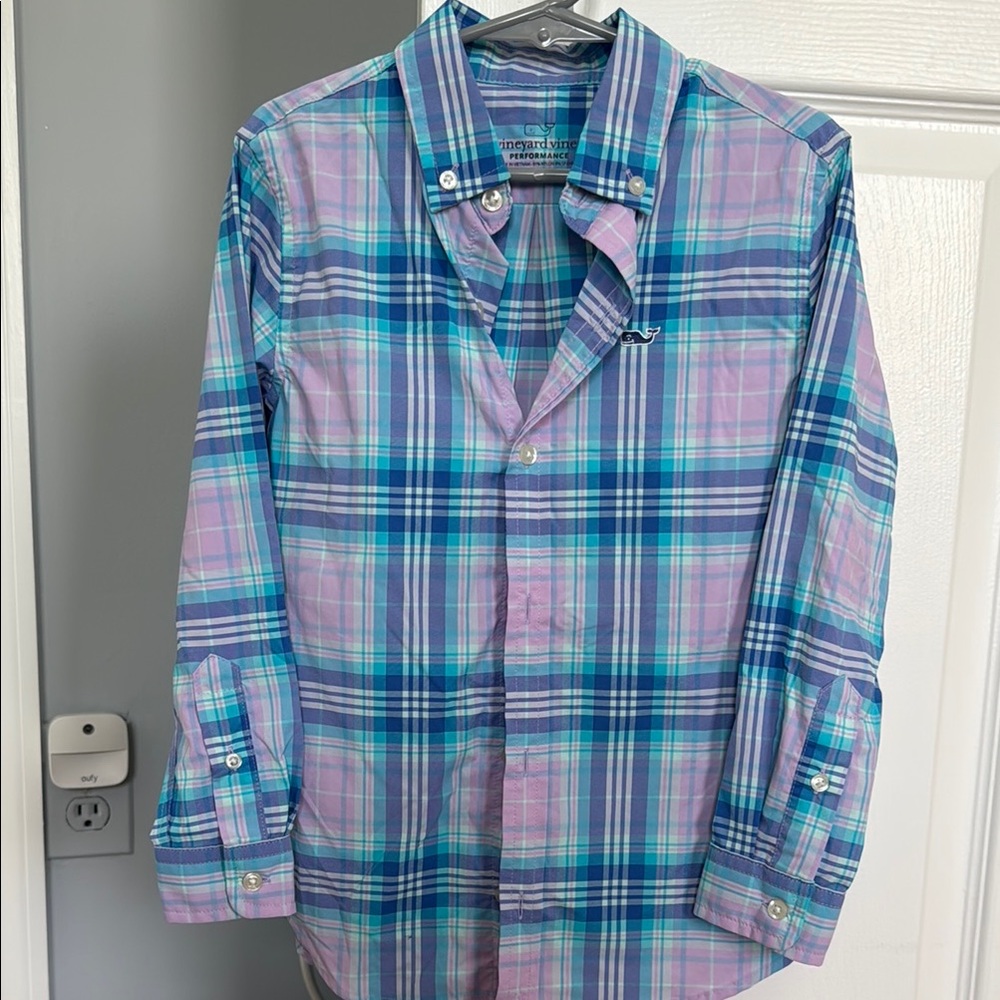 Vineyard Vines Blue and Purple Plaid Shirt